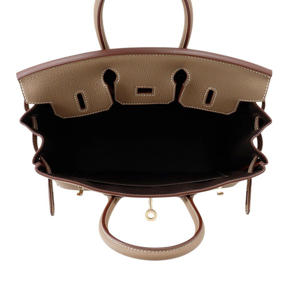 エルメス バーキン25 ヴェルソ エトゥープ/マロンフォンセ/シャンパンゴールド金具 トゴ W刻印 HERMES Birkin ハンドバッグ