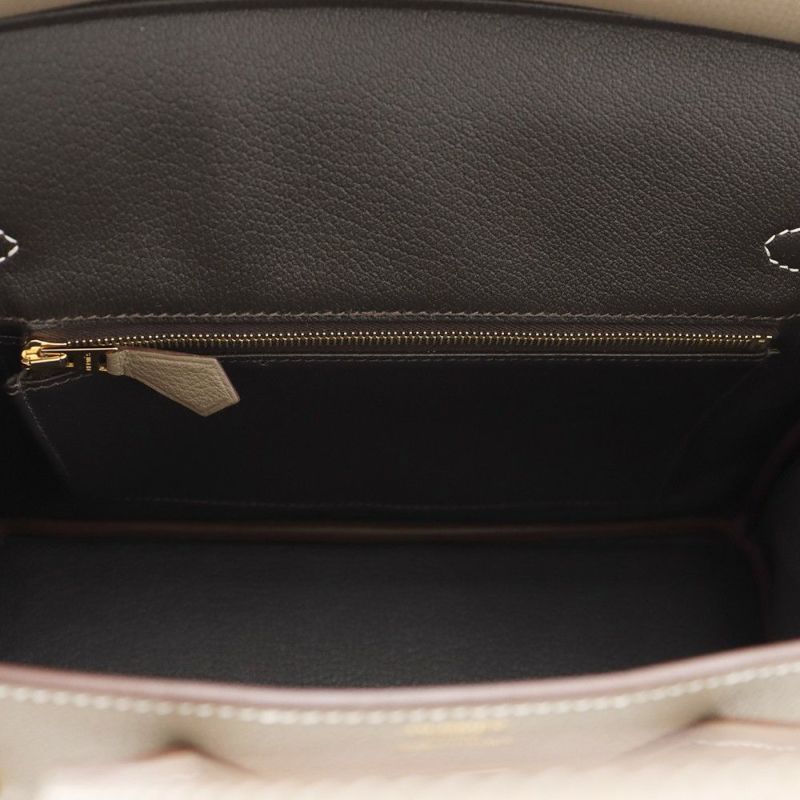 エルメス バーキン25 ヴェルソ エトゥープ/マロンフォンセ/シャンパンゴールド金具 トゴ W刻印 HERMES Birkin ハンドバッグ