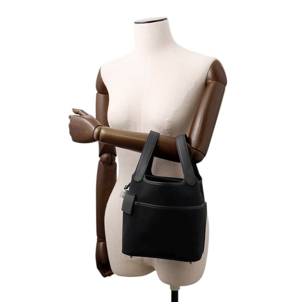 エルメス ハンドバッグ ピコタンロックPM カーゴ ブラック/シルバー金具 トワルゴエラン/スイフト K刻印 黒