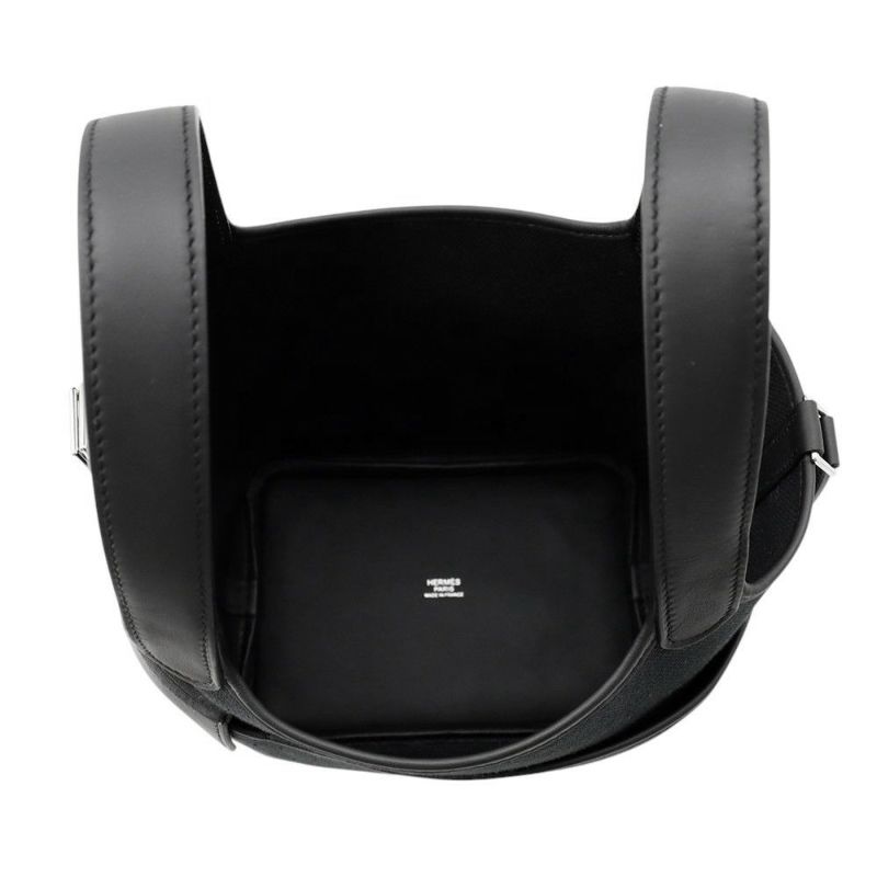 エルメス ハンドバッグ ピコタンロックPM カーゴ ブラック/シルバー金具 トワルゴエラン/スイフト K刻印 黒