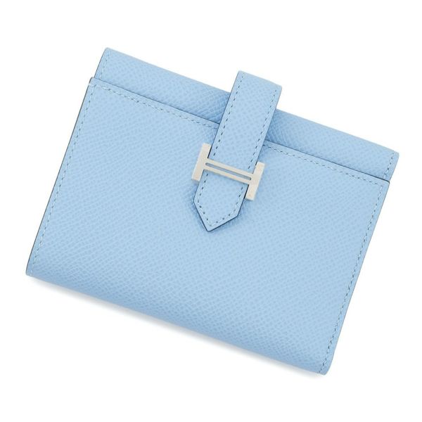 エルメス 三つ折り財布 ベアンコンビネ ヴェルソ セレステ/ヴェールジェイド/シルバー金具 エプソン B刻印