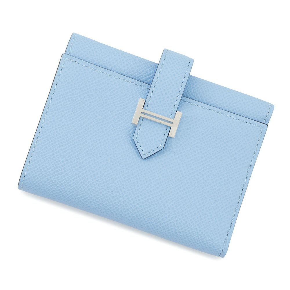 エルメス 三つ折り財布 ベアンコンビネ ヴェルソ セレステ/ヴェールジェイド/シルバー金具 エプソン B刻印