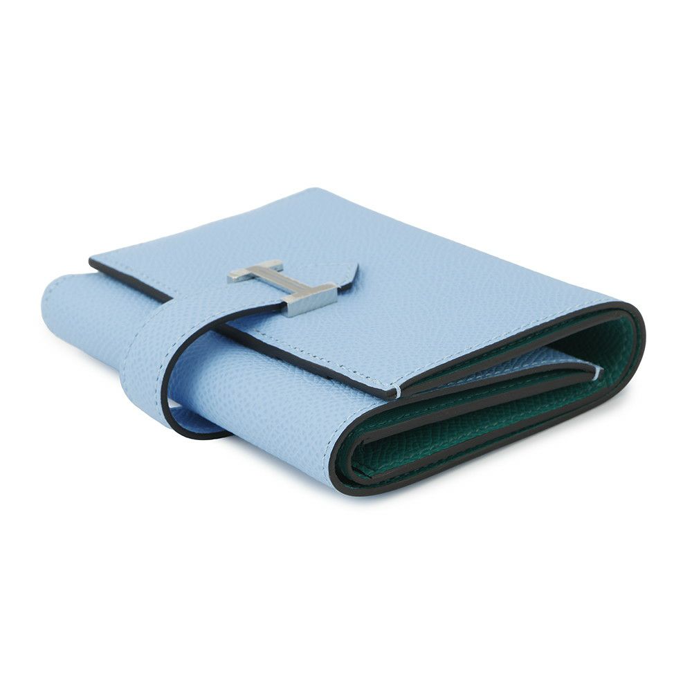 エルメス 三つ折り財布 ベアンコンビネ ヴェルソ セレステ/ヴェールジェイド/シルバー金具 エプソン B刻印