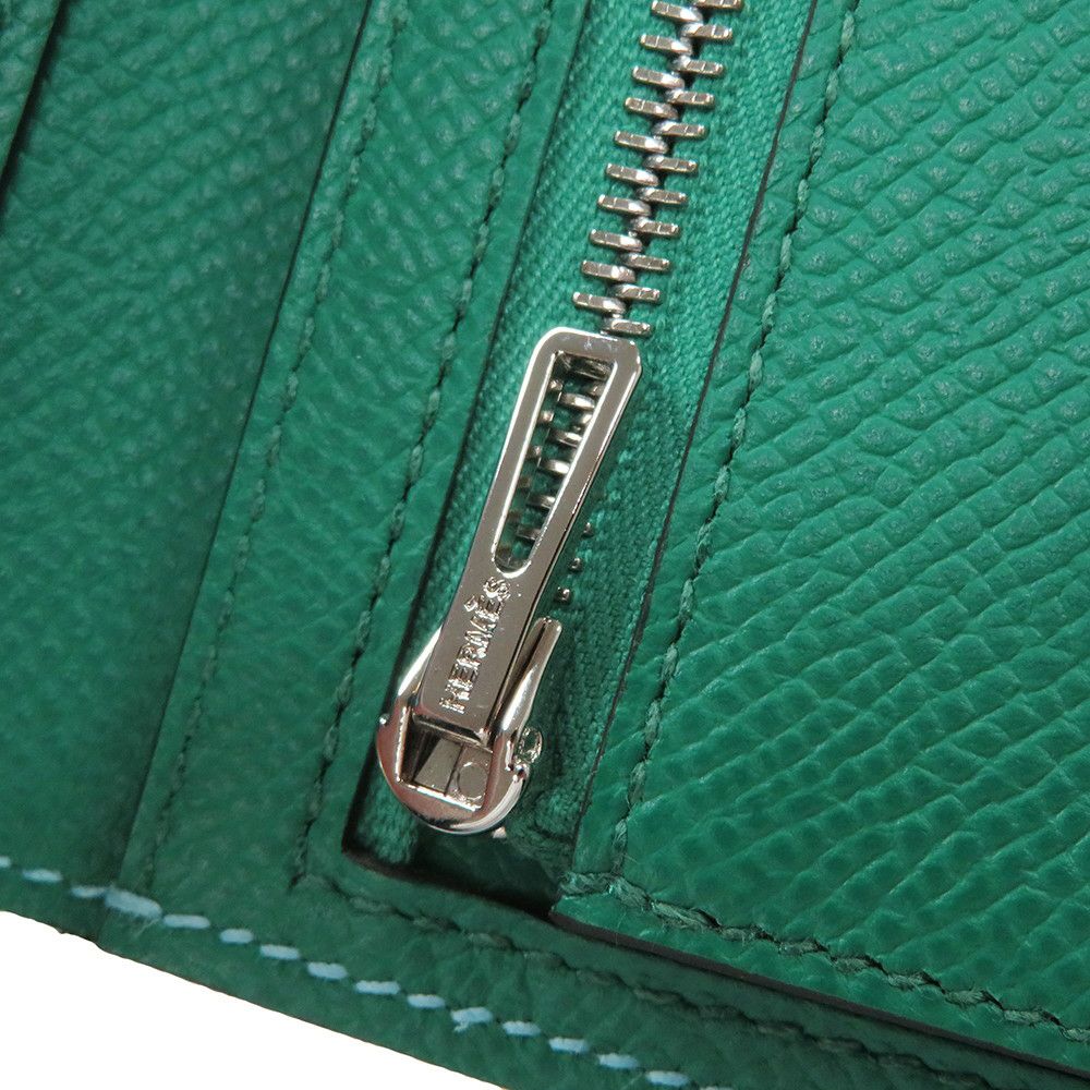 エルメス 三つ折り財布 ベアンコンビネ ヴェルソ セレステ/ヴェールジェイド/シルバー金具 エプソン B刻印