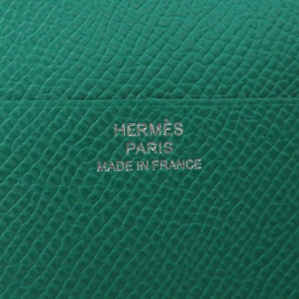 エルメス 三つ折り財布 ベアンコンビネ ヴェルソ セレステ/ヴェールジェイド/シルバー金具 エプソン B刻印