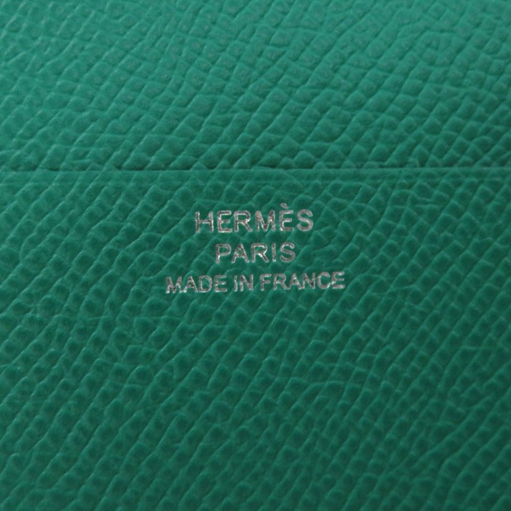 エルメス 三つ折り財布 ベアンコンビネ ヴェルソ セレステ/ヴェールジェイド/シルバー金具 エプソン B刻印