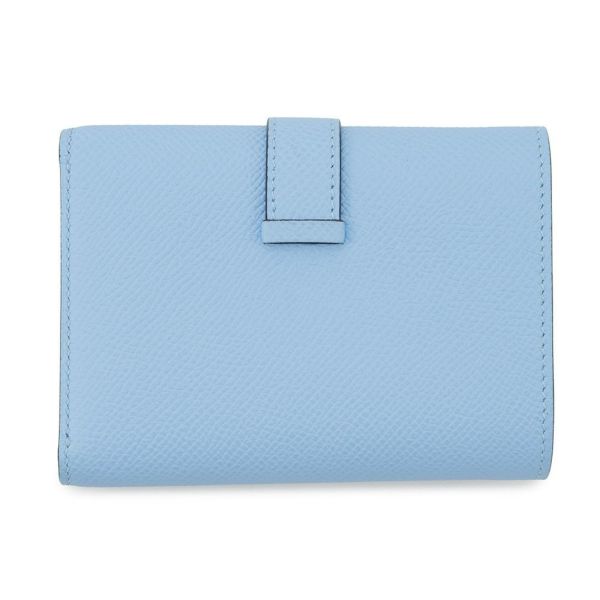 エルメス 三つ折り財布 ベアンコンビネ ヴェルソ セレステ/ヴェールジェイド/シルバー金具 エプソン B刻印 財布