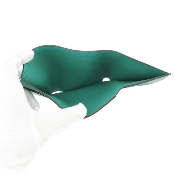 エルメス 三つ折り財布 ベアンコンビネ ヴェルソ セレステ/ヴェールジェイド/シルバー金具 エプソン B刻印 財布