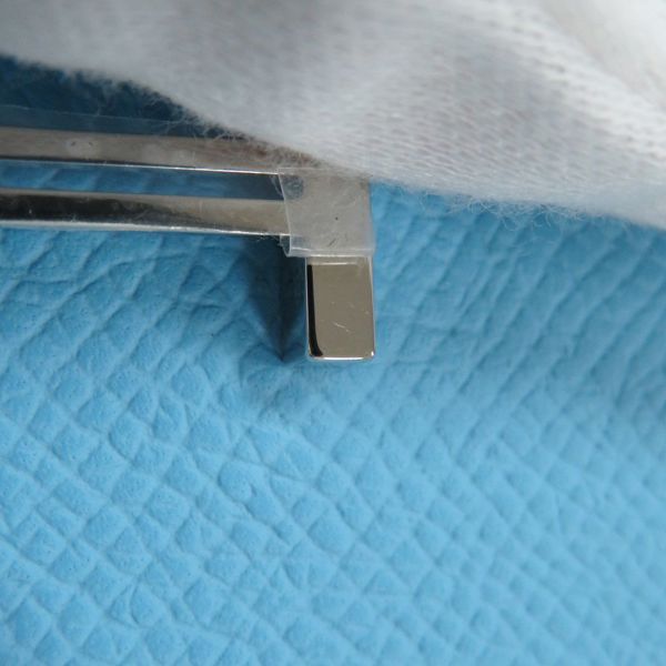 エルメス 三つ折り財布 ベアンコンビネ ヴェルソ セレステ/ヴェールジェイド/シルバー金具 エプソン B刻印 財布