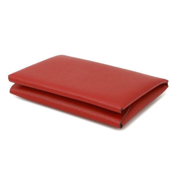 エルメス コインケース カルヴィ デュオ ルージュカザック/シルバー金具 エプソン U刻印