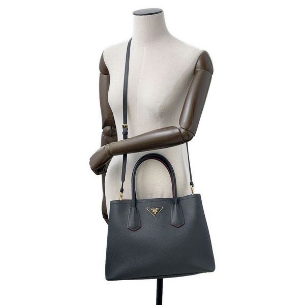 プラダ トートバッグ ドゥーブレ スモールバッグ レザー 1BG887 PRADA 2wayショルダーバッグ 黒