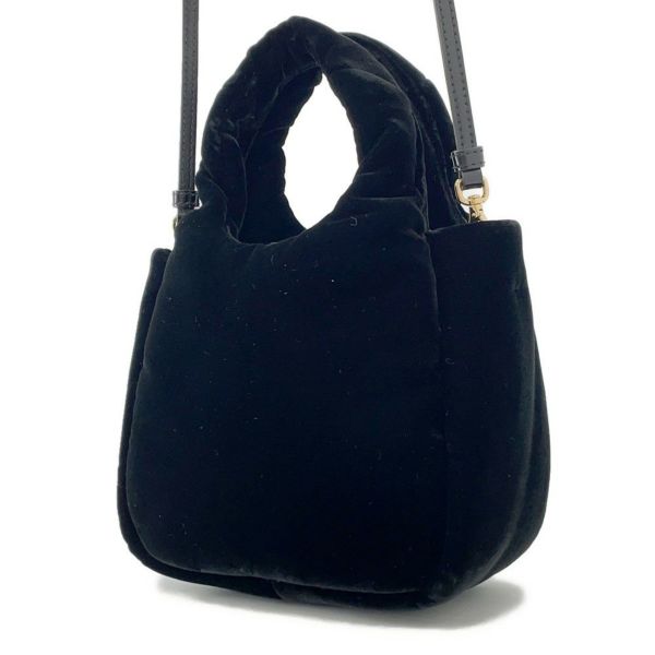 プラダ ハンドバッグ トライアングルロゴ ミニ ベルベット 1BA359 2wayショルダー 黒