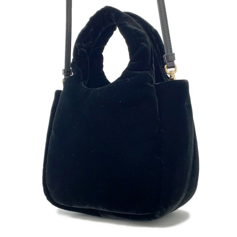 プラダ ハンドバッグ トライアングルロゴ ミニ ベルベット 1BA359 2wayショルダー 黒