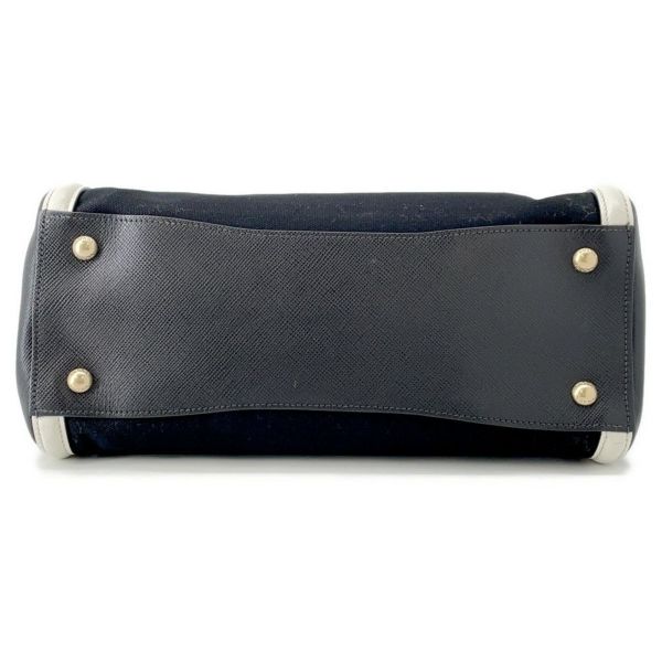 プラダ ハンドバッグ ロゴ サフィアーノ キャンバス BN2595 PRADA 2wayショルダー 黒 白