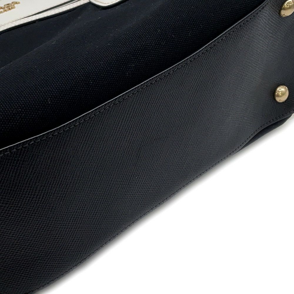 プラダ ハンドバッグ ロゴ サフィアーノ キャンバス BN2595 PRADA 2wayショルダー 黒 白