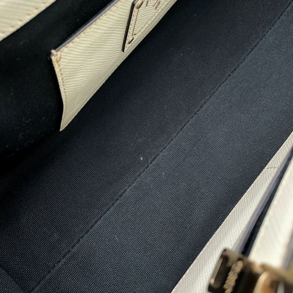 プラダ ハンドバッグ ロゴ サフィアーノ キャンバス BN2595 PRADA 2wayショルダー 黒 白