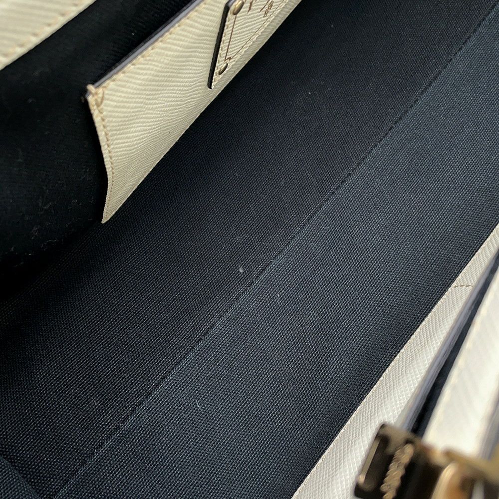 プラダ ハンドバッグ ロゴ サフィアーノ キャンバス BN2595 PRADA 2wayショルダー 黒 白