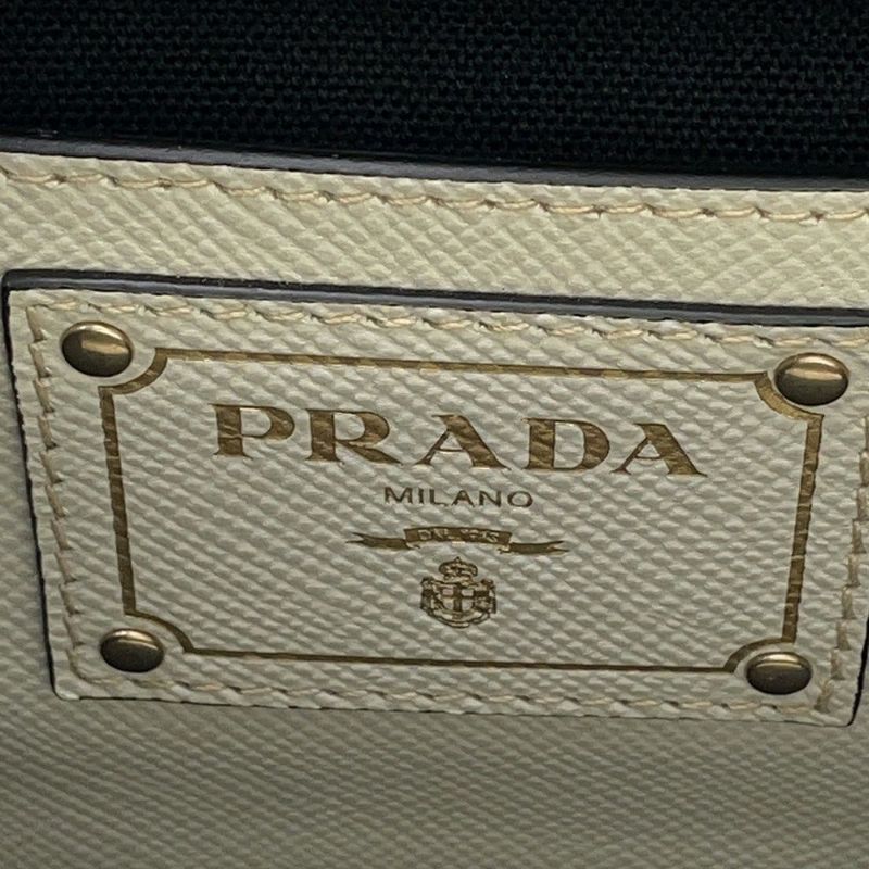 プラダ ハンドバッグ ロゴ サフィアーノ キャンバス BN2595 PRADA 2wayショルダー 黒 白