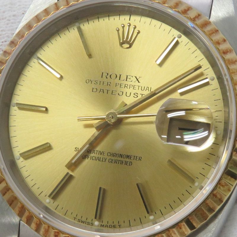 ロレックス デイトジャスト36 C番 SS/K18YG 16233 ROLEX 腕時計 シャンパン文字盤