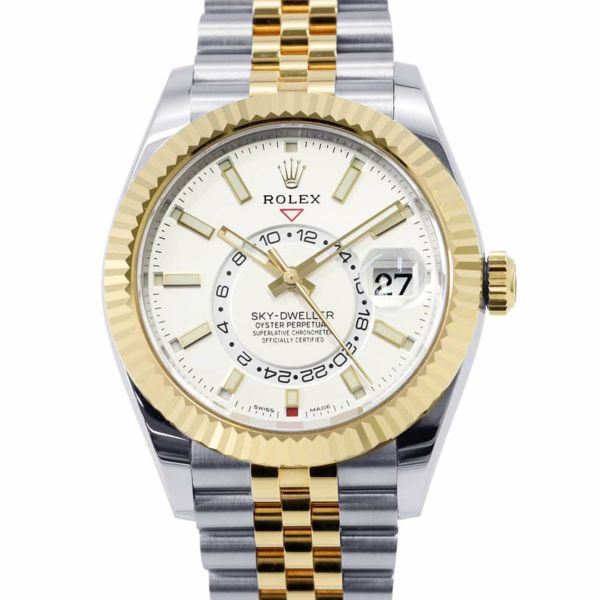 ロレックス スカイドゥエラー デイト SS/YG ランダムシリアル ルーレット 326933 ROLEX 腕時計 白文字盤