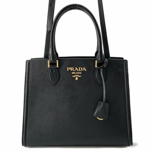 プラダ トートバッグ サフィアーノレザー 1BA227 PRADA 2wayショルダーバッグ 黒