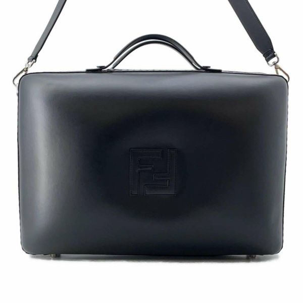 フェンディ スーツケース FFロゴ ラージ レザー 7VV158 FENDI 2wayショルダーバッグ 黒