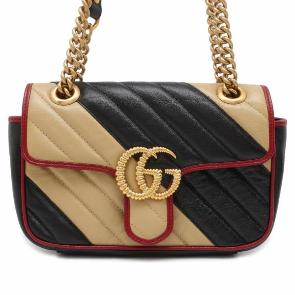 グッチ ショルダーバッグ GGマーモント レザー ミニバッグ 446744 GUCCI クロスボディ チェーンショルダー