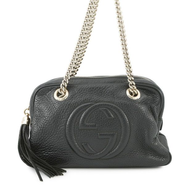 グッチ チェーンショルダーバッグ ソーホー インターロッキングG  レザー 308983 GUCCI バッグ 黒