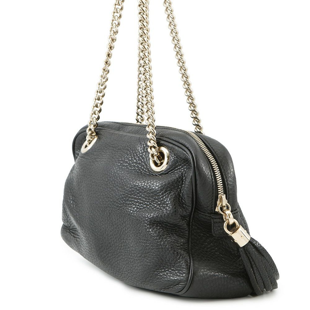グッチ チェーンショルダーバッグ ソーホー インターロッキングG  レザー 308983 GUCCI バッグ 黒