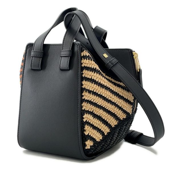 ロエベ ハンドバッグ ハンモック コンパクト ラフィア A538H13X07 LOEWE 2wayショルダーバッグ 黒