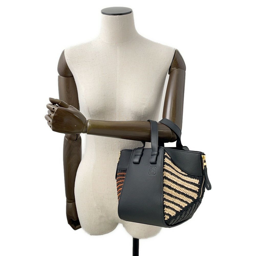 ロエベ ハンドバッグ ハンモック コンパクト ラフィア A538H13X07 LOEWE 2wayショルダーバッグ 黒