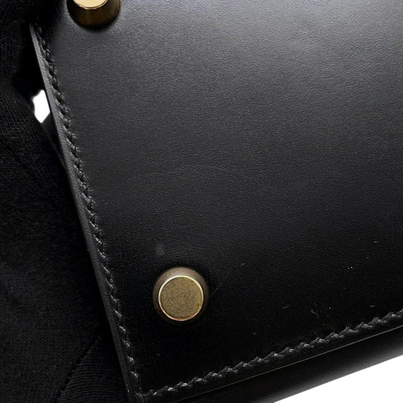 エルメス ハンドバッグ ケリー28 外縫い ブラック/ゴールド金具 ボックスカーフ □C刻印 2wayショルダー 黒