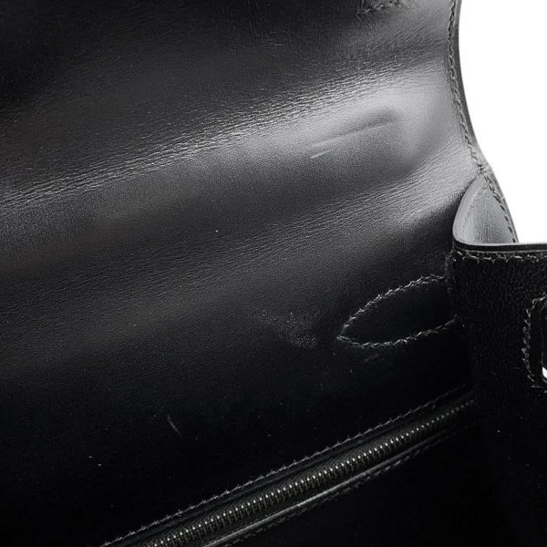 エルメス ハンドバッグ ケリー28 外縫い ブラック/ゴールド金具 ボックスカーフ □C刻印 2wayショルダー 黒