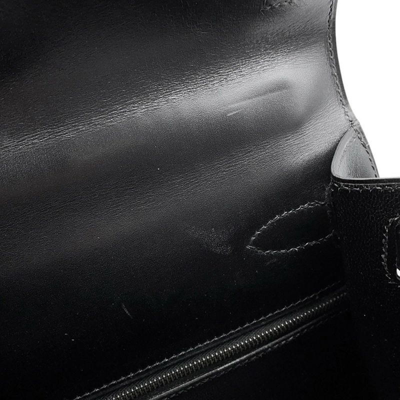 エルメス ハンドバッグ ケリー28 外縫い ブラック/ゴールド金具 ボックスカーフ □C刻印 2wayショルダー 黒