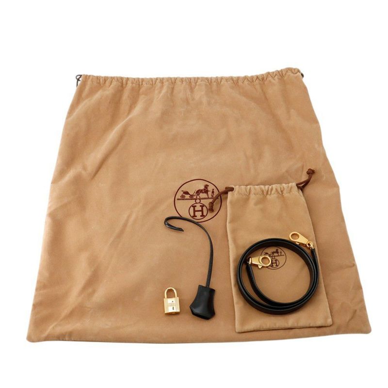 エルメス ハンドバッグ ケリー28 外縫い ブラック/ゴールド金具 ボックスカーフ □C刻印 2wayショルダー 黒