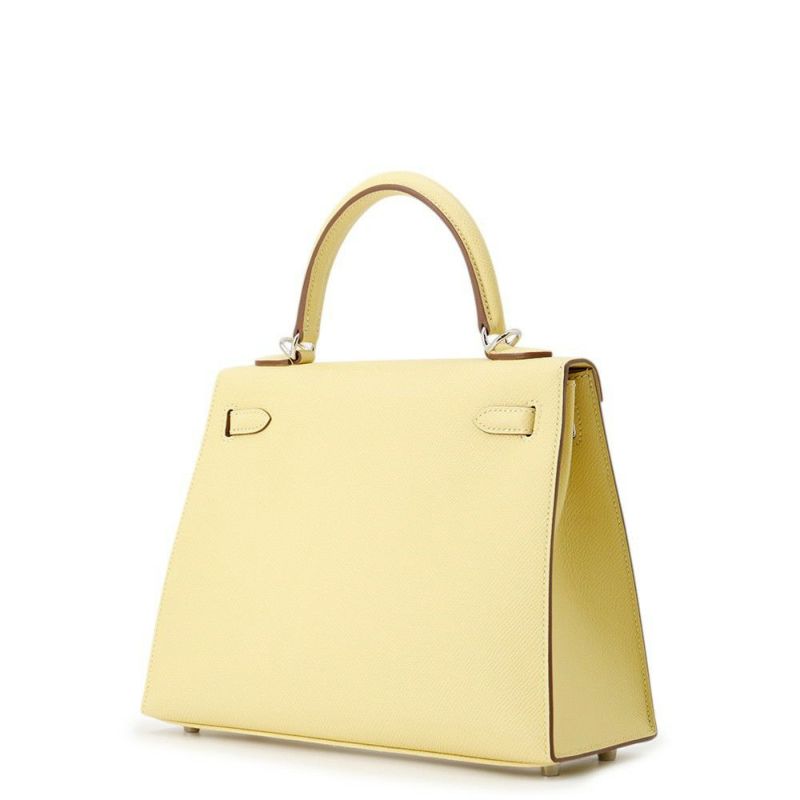 エルメス ハンドバッグ ケリー25 外縫い ジョーヌプッサン/シルバー金具 エプソン K刻印 2wayショルダー