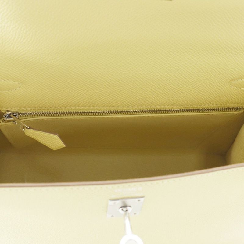 エルメス ハンドバッグ ケリー25 外縫い ジョーヌプッサン/シルバー金具 エプソン K刻印 2wayショルダー