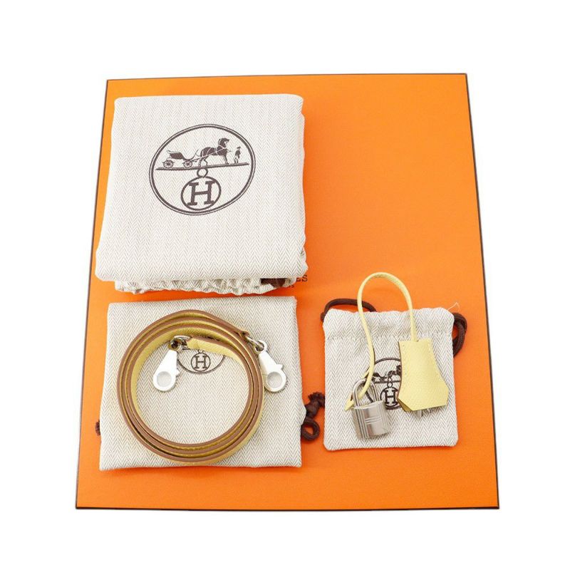 エルメス ハンドバッグ ケリー25 外縫い ジョーヌプッサン/シルバー金具 エプソン K刻印 2wayショルダー