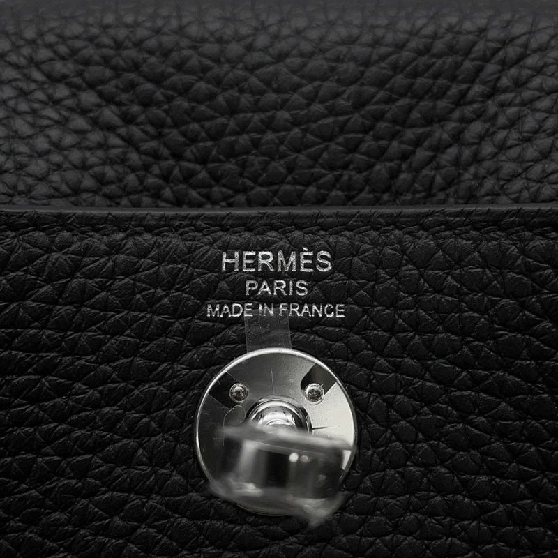 エルメス ハンドバッグ リンディ ミニ ブラック/シルバー金具 トリヨンクレマンス K刻印 2wayショルダー 黒