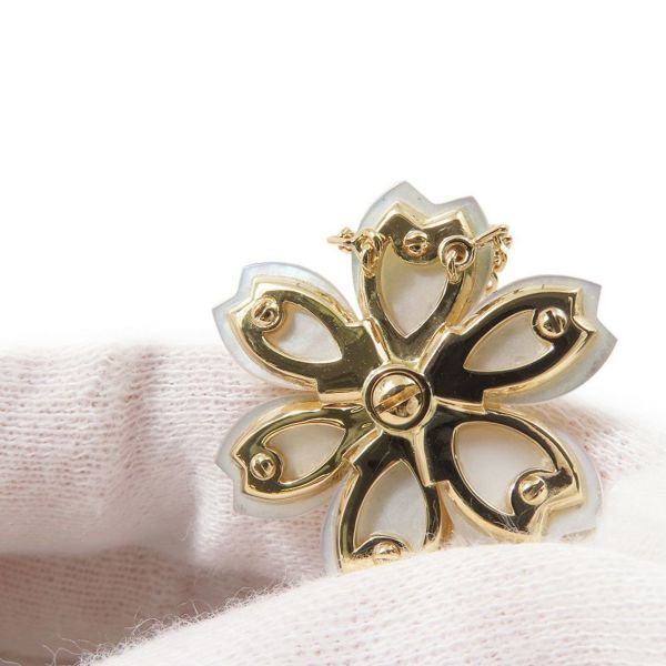 ヴァンクリ ネックレス ローズ ド ノエル ペンダント ミニモデル マザーオブパール ダイヤモンド 3P 計0.1ct K18YG VCARP7T000