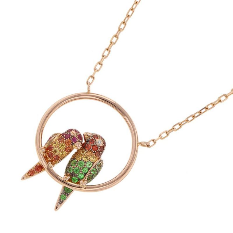 ブシュロン ネックレス ニュリ ダイヤモンド/オレンジサファイア/ピンクサファイア/イエローサファイア/ツァボライト K18PG オウム