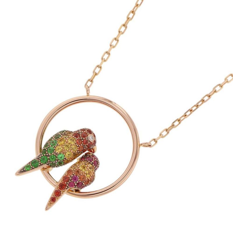 ブシュロン ネックレス ニュリ ダイヤモンド/オレンジサファイア/ピンクサファイア/イエローサファイア/ツァボライト K18PG オウム