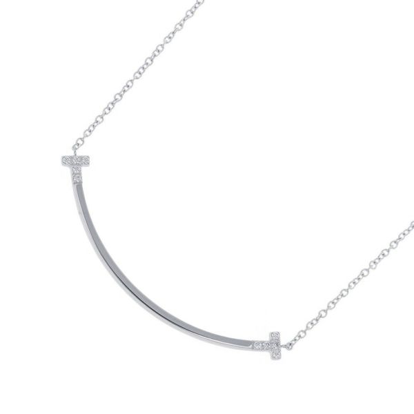 ティファニー ネックレス Tスマイル ペンダント スモール ダイヤモンド 計0.03ct K18WGホワイトゴールド 74957064 Tiffany&Co.