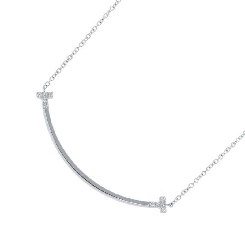 ティファニー ネックレス Tスマイル ペンダント スモール ダイヤモンド 計0.03ct K18WGホワイトゴールド 74957064 Tiffany&Co.