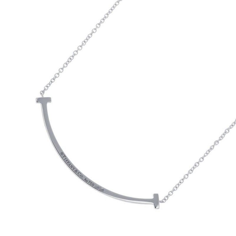 ティファニー ネックレス Tスマイル ペンダント スモール ダイヤモンド 計0.03ct K18WGホワイトゴールド 74957064 Tiffany&Co.