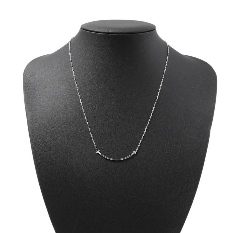 ティファニー ネックレス Tスマイル ペンダント スモール ダイヤモンド 計0.03ct K18WGホワイトゴールド 74957064 Tiffany&Co.