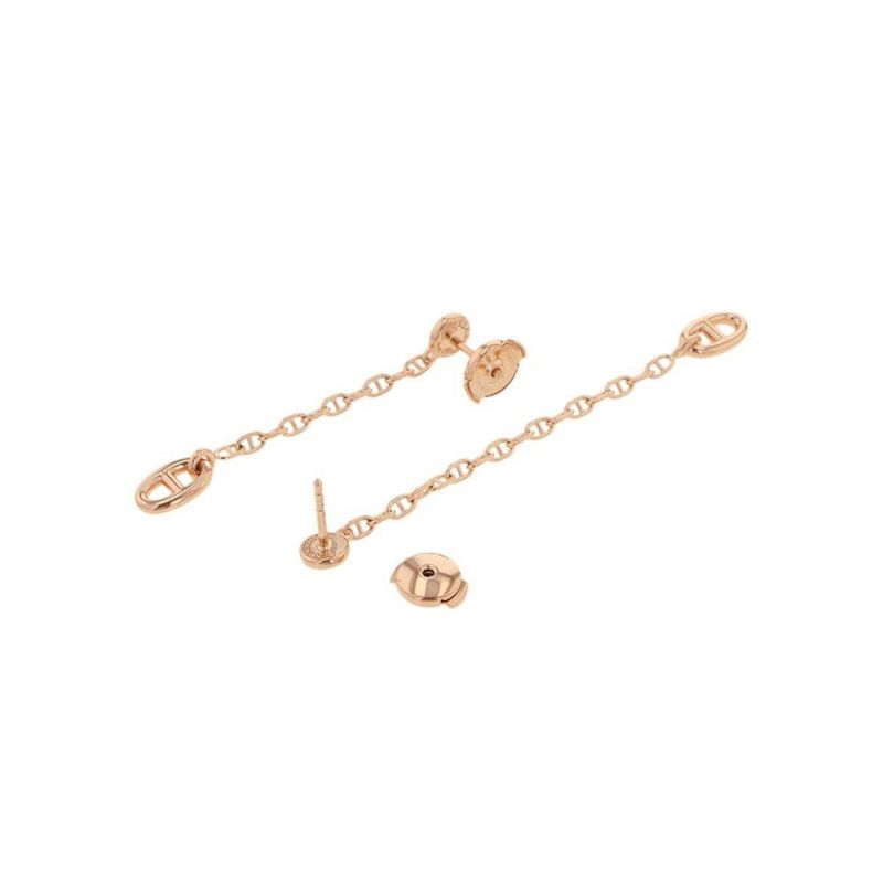 エルメス ピアス シェーヌダンクル ニューファランドールTPM ダイヤモンド 2P 計0.02ct K18PGピンクゴールド HERMES アシンメトリー