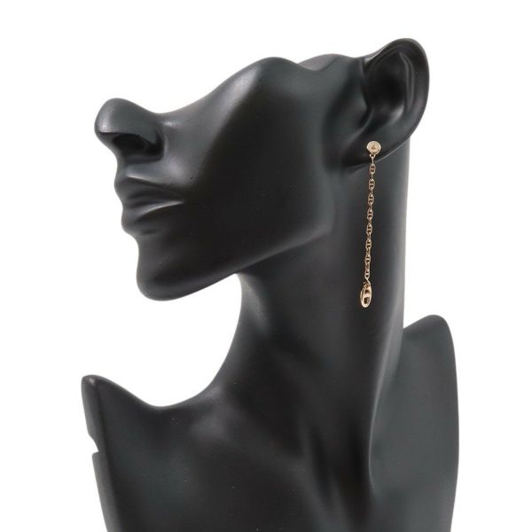 エルメス ピアス シェーヌダンクル ニューファランドールTPM ダイヤモンド 2P 計0.02ct K18PGピンクゴールド HERMES アシンメトリー