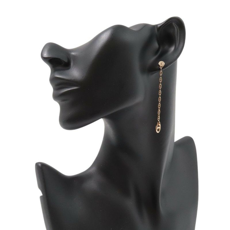 エルメス ピアス シェーヌダンクル ニューファランドールTPM ダイヤモンド 2P 計0.02ct K18PGピンクゴールド HERMES アシンメトリー