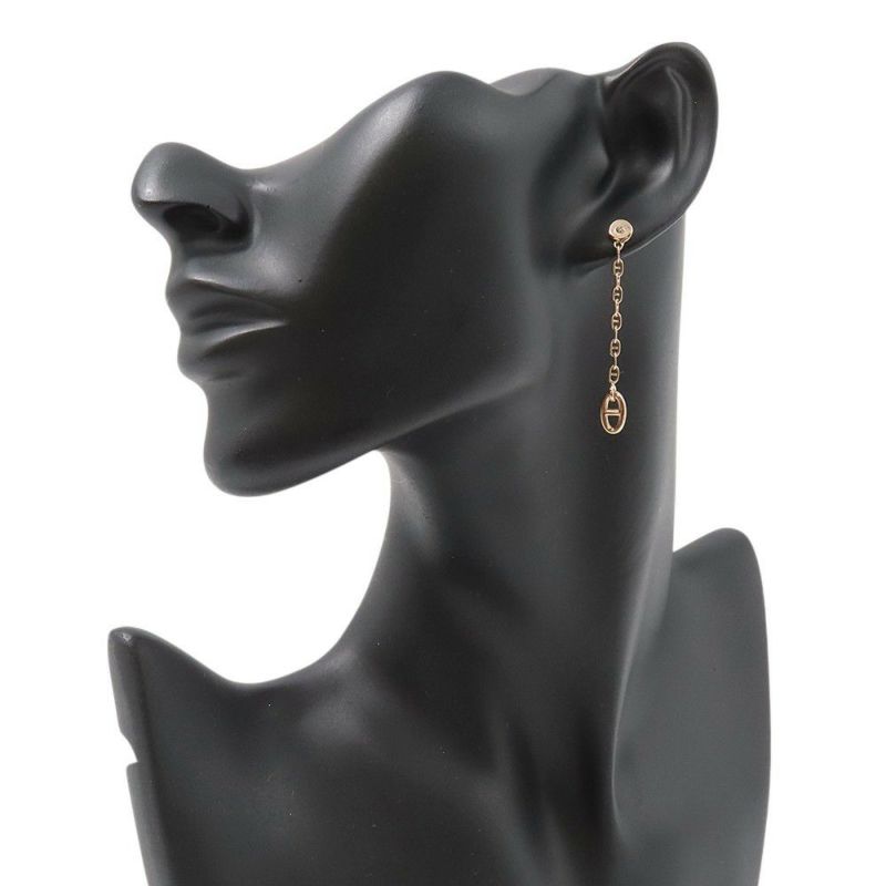 エルメス ピアス シェーヌダンクル ニューファランドールTPM ダイヤモンド 2P 計0.02ct K18PGピンクゴールド HERMES アシンメトリー